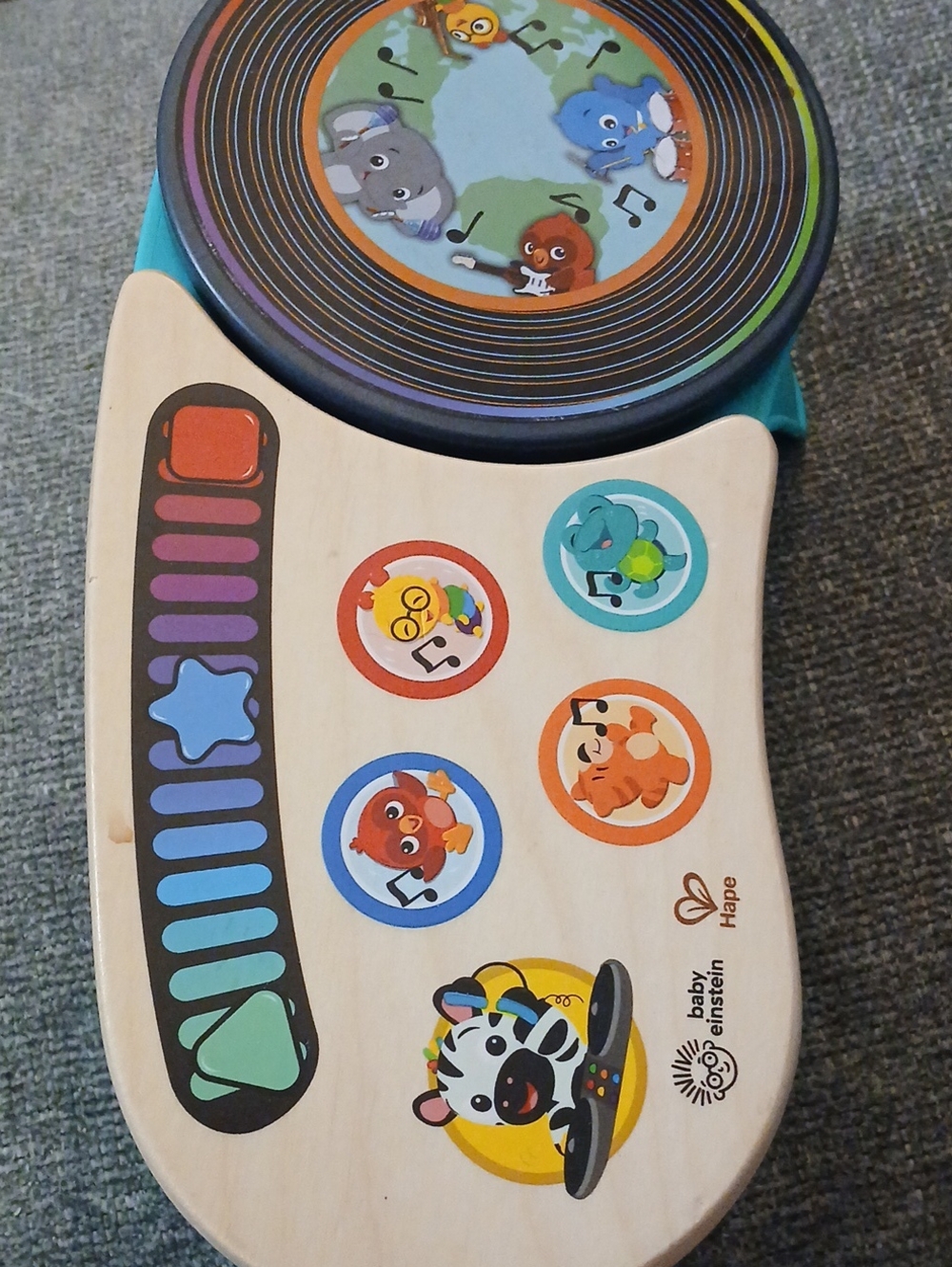Baby Einstein Musical Turntable DJHape Toy - Teal and Natural Wooden Finish